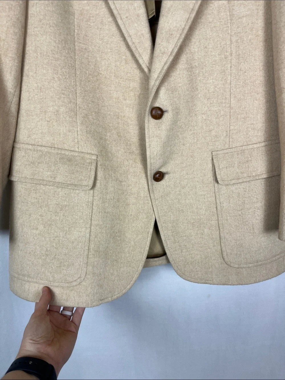 Vintage 1980s 100% Camel Hair John Weitz by Palm Beach Made in USA Tan Suit Coat